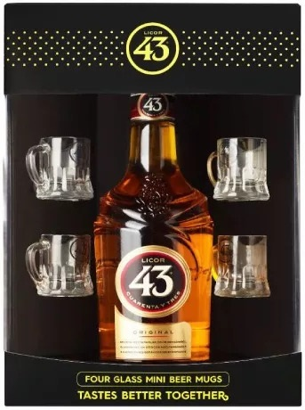 Licor 43 mit 4 MINI-BEER Gläser
Geschenkpackung